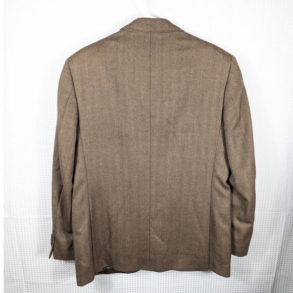 Sartoria Ruggiero 40R Brown Herringbone Wool Blazer Jacket Mens Made in Portugal - Picture 2 of 6